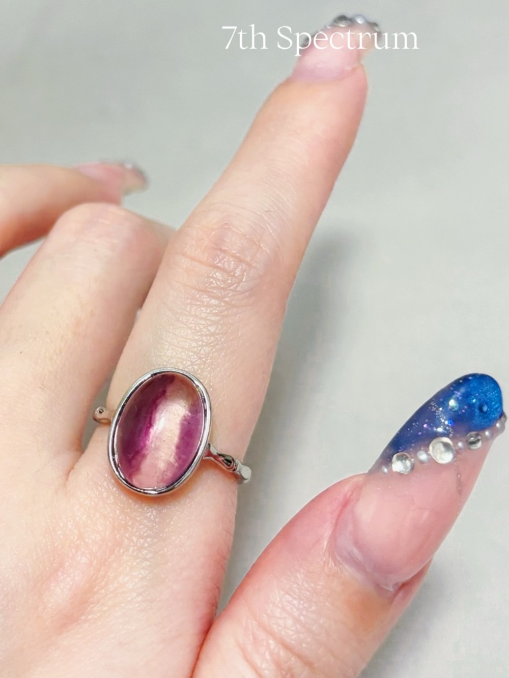 Natural Fluorite Rings – Adjustable Crystal Jewelry (Light-Purple)